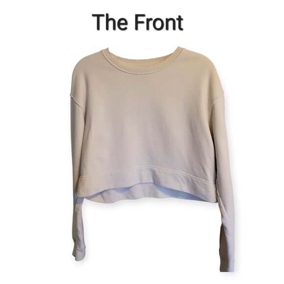 KOTN Cream Cropped Crewneck Sweatshirt Size M - Picture 2 of 9